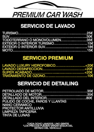 Premium Car Wash, Lavadero de Coches